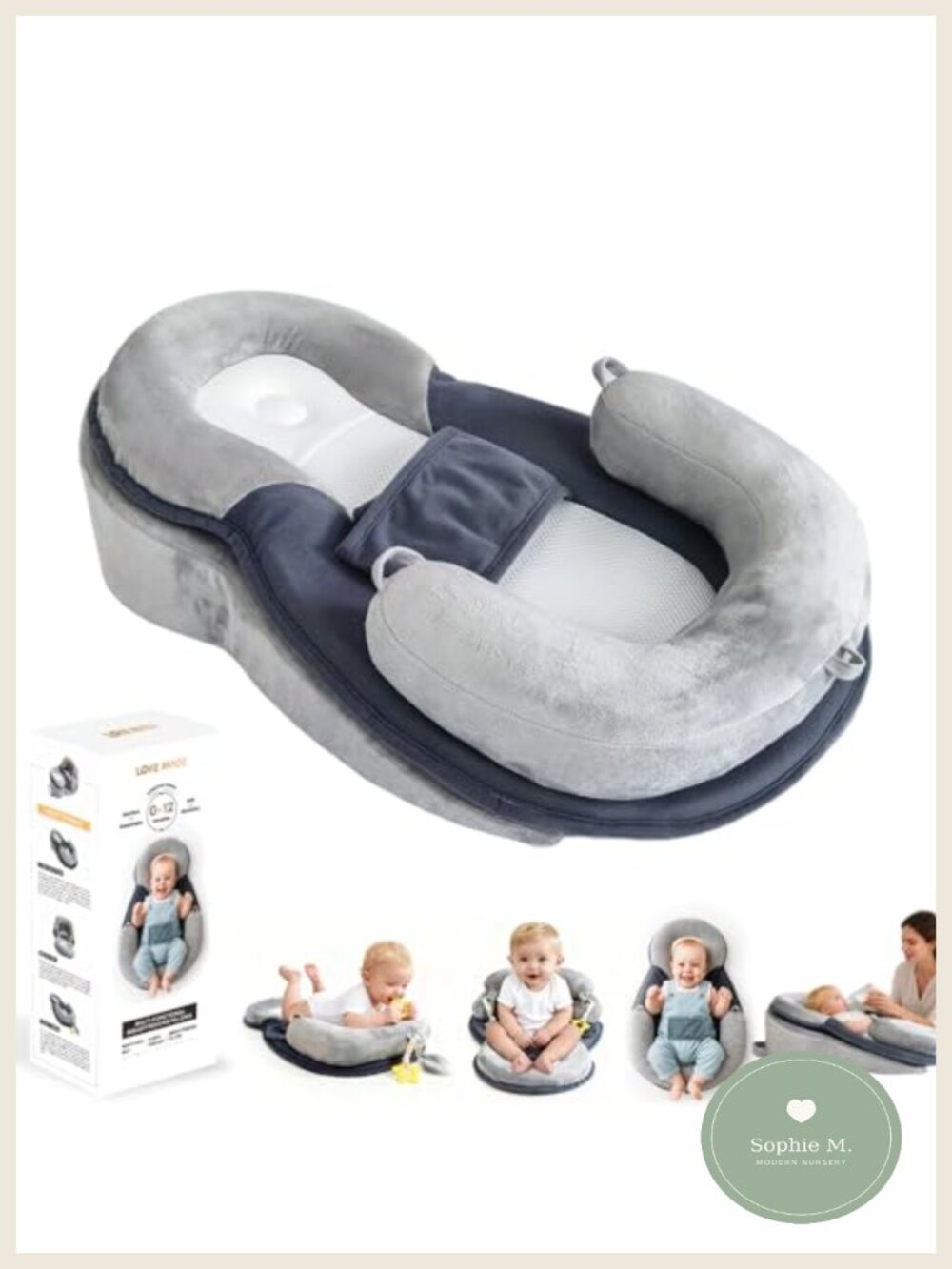 Baby Feeding Pillow 4-in-1 Nursing Tummy Time Mat High-Resilience Sponge